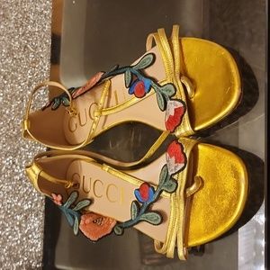Gold Floral Embroidery Ophelia Sandal